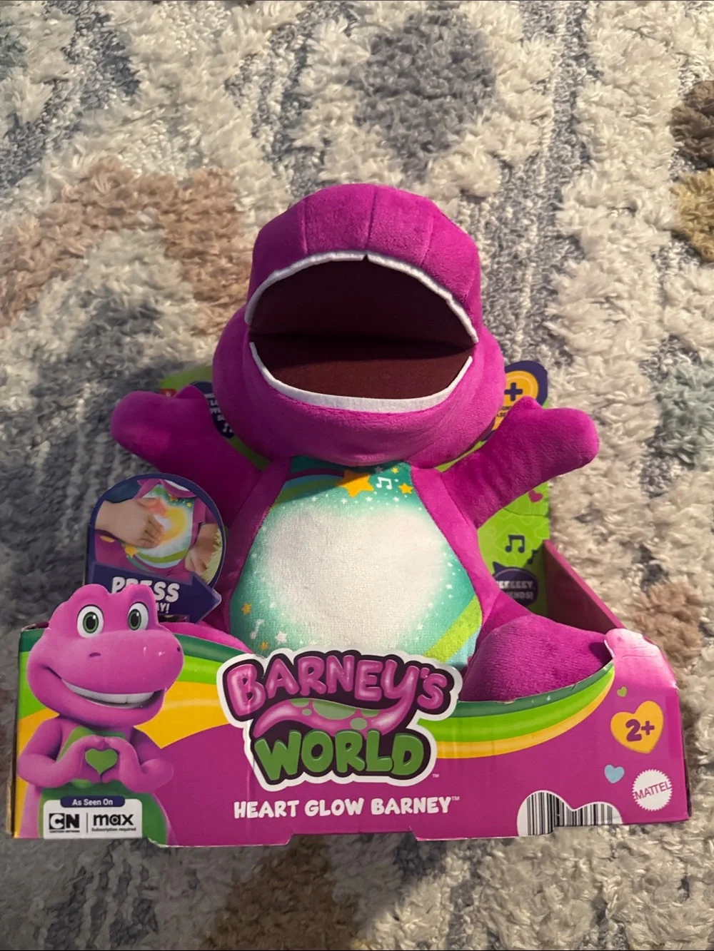 Fisher-Price  Barney Heart Glow Singing Plush - Purple and Green Block Figure